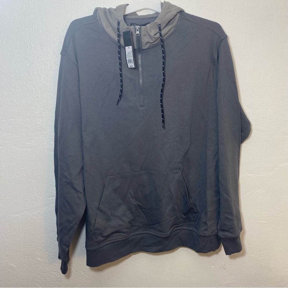 Adult Regular Fit Quarter Zip Up Hoodie Sweatshirt Original Use Grey Dark Grey